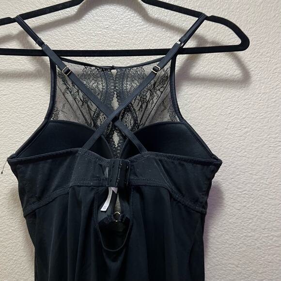 Auden Intimates Black Lace Sheer Babydoll Chemise Slip Size Large - Picture 5 of 9